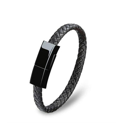 Leather Mini USB Bracelet Data Charging Cable Gadget-3
