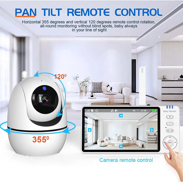 Glanmia™ 5" Video Baby Monitor – PTZ Camera, Temperature Sensor, Lullabies Glan Mia