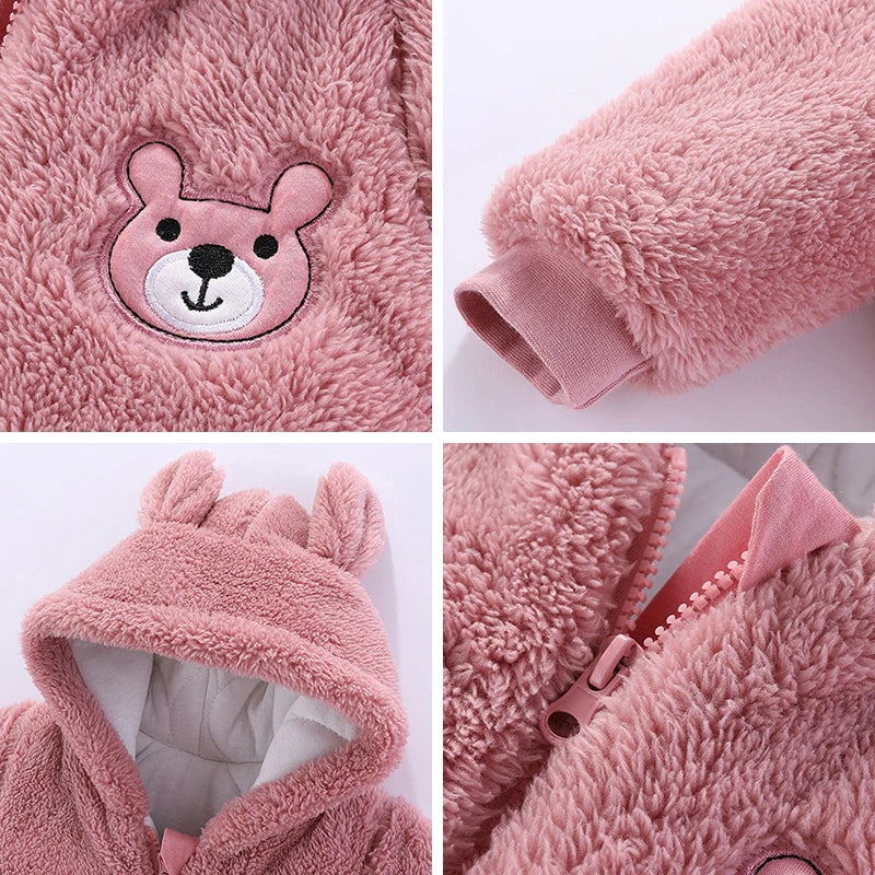 Glanmia* Baby Boy Clothes Cute Plush Bear Baby Rompers Autumn Winter Glan Mia